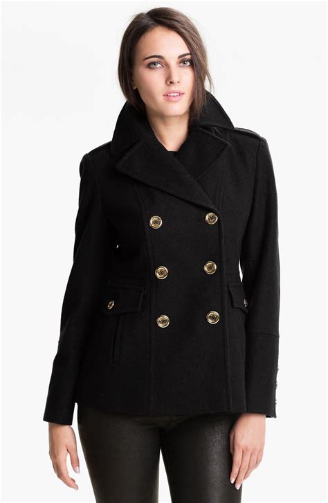 michael kors womens peacoat|michael kors double breasted coat.